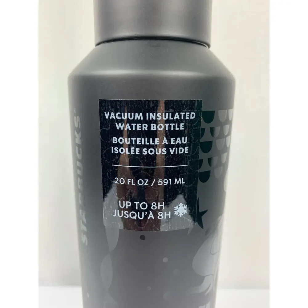 Starbucks Mermaid Water Bottle Vacuum Insulated 20oz Black Matte 2021